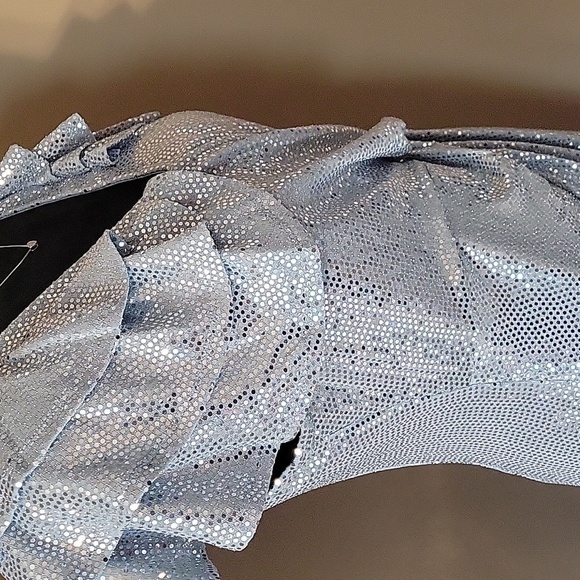 JM Studio-Elegant Blue Ice/Silver Wrap Dress - Picture 7 of 8